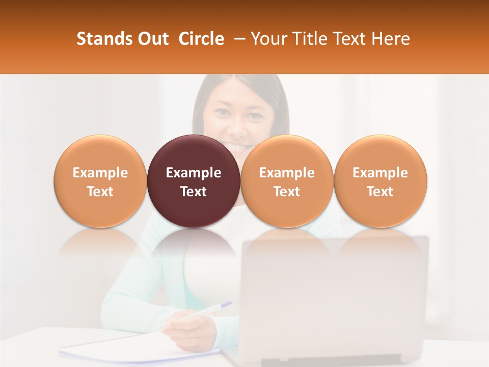 A Woman Sitting In Front Of A Laptop Computer PowerPoint Template