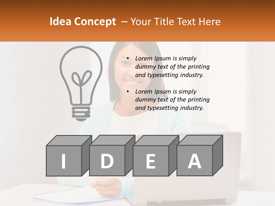 A Woman Sitting In Front Of A Laptop Computer PowerPoint Template