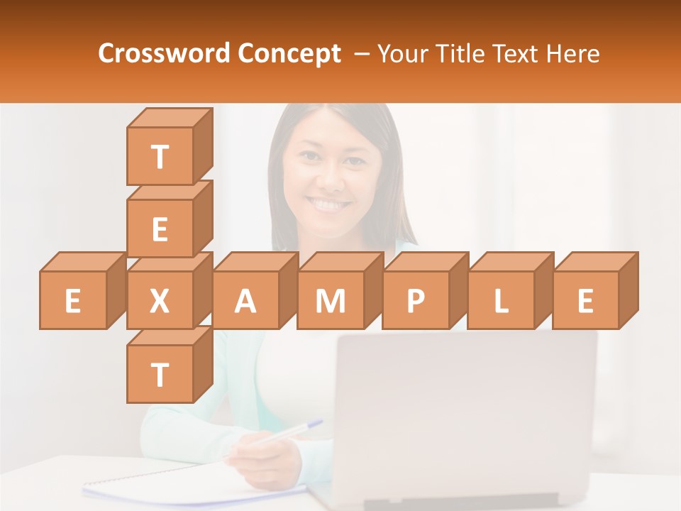 A Woman Sitting In Front Of A Laptop Computer PowerPoint Template