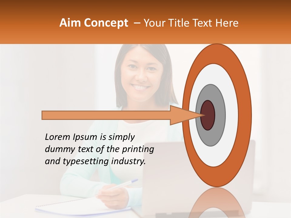 A Woman Sitting In Front Of A Laptop Computer PowerPoint Template