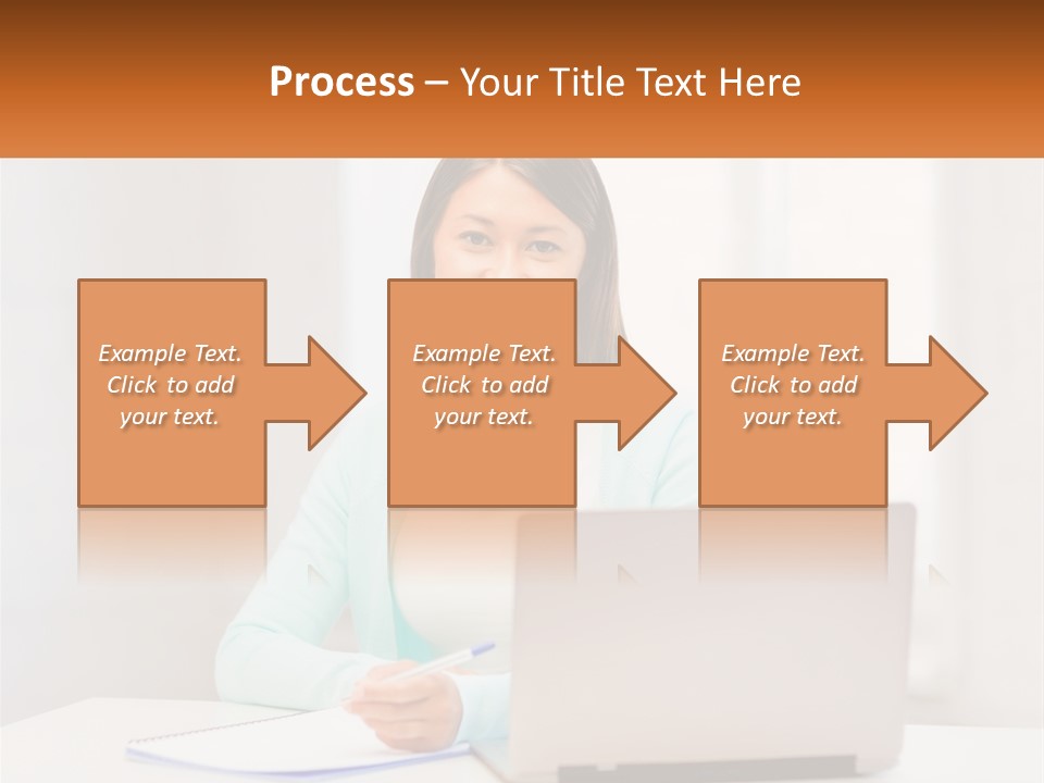 A Woman Sitting In Front Of A Laptop Computer PowerPoint Template