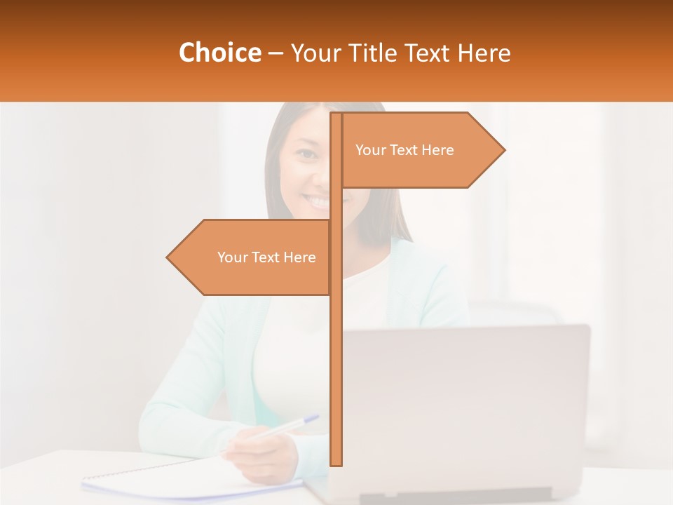 A Woman Sitting In Front Of A Laptop Computer PowerPoint Template