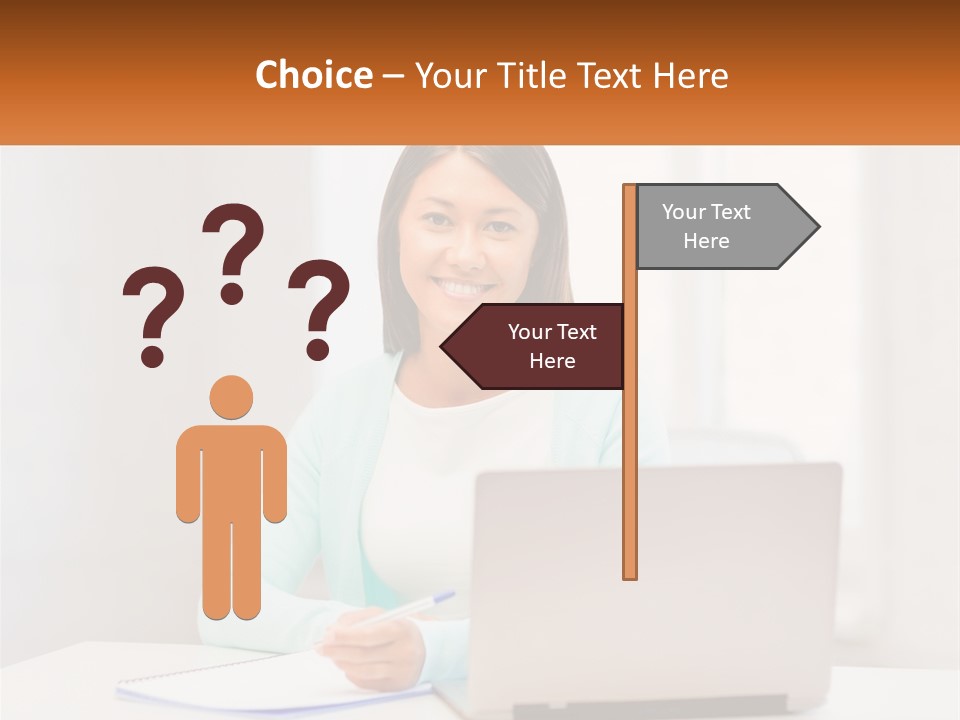 A Woman Sitting In Front Of A Laptop Computer PowerPoint Template