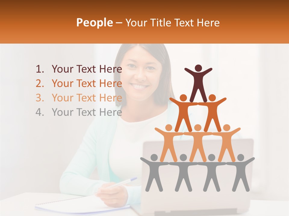 A Woman Sitting In Front Of A Laptop Computer PowerPoint Template