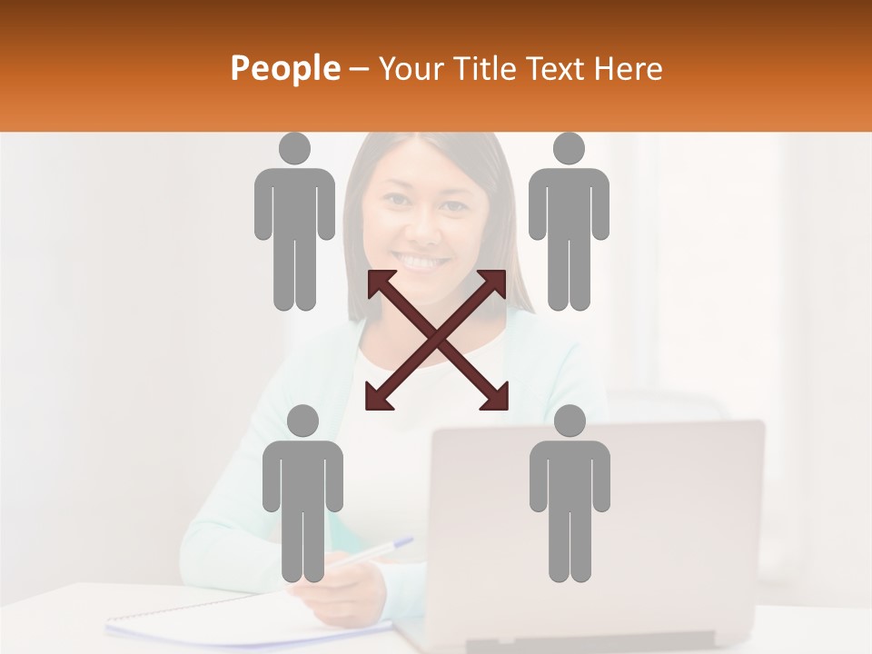 A Woman Sitting In Front Of A Laptop Computer PowerPoint Template