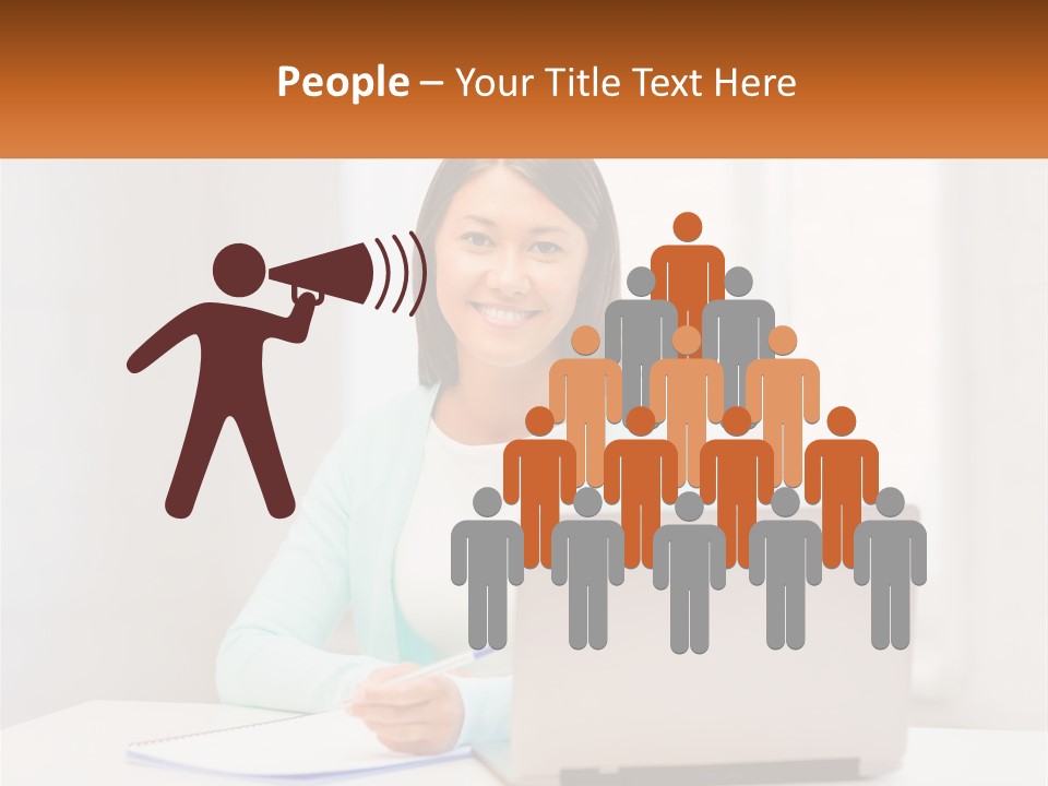 A Woman Sitting In Front Of A Laptop Computer PowerPoint Template