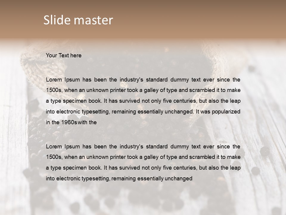 A Sack Of Black Pepper On A Wooden Table PowerPoint Template