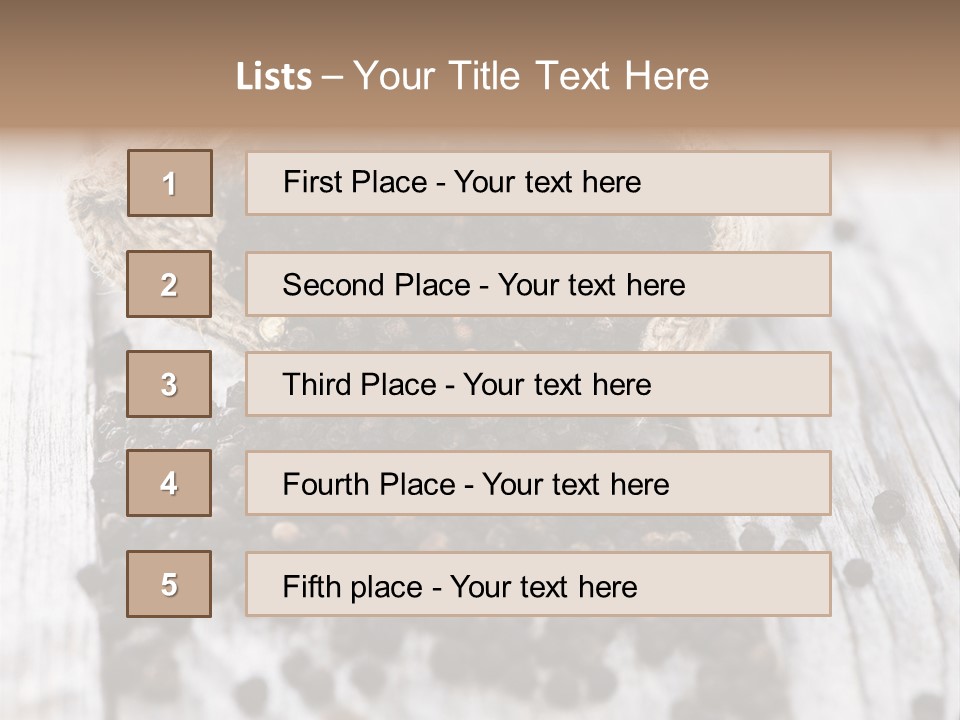 A Sack Of Black Pepper On A Wooden Table PowerPoint Template