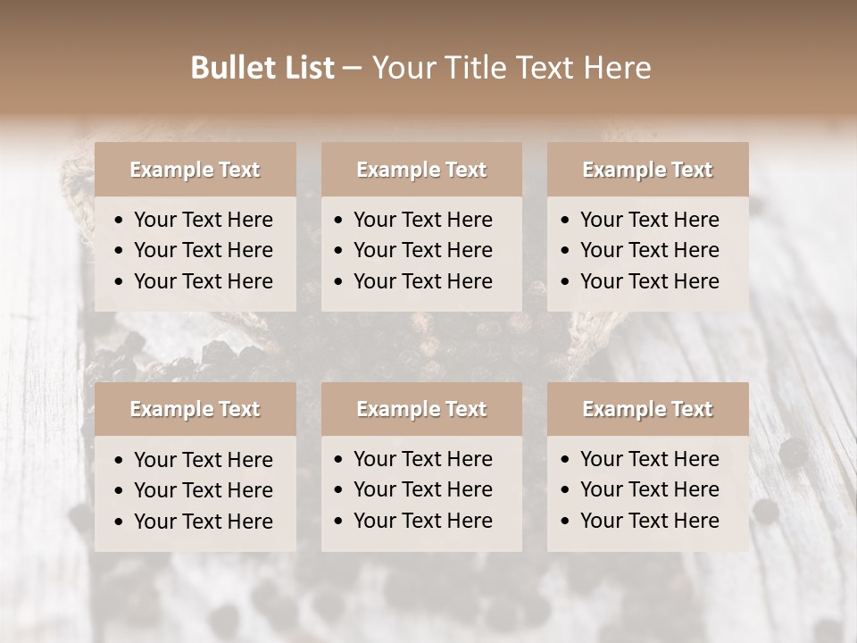 A Sack Of Black Pepper On A Wooden Table PowerPoint Template