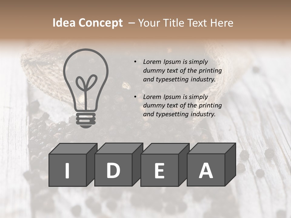 A Sack Of Black Pepper On A Wooden Table PowerPoint Template