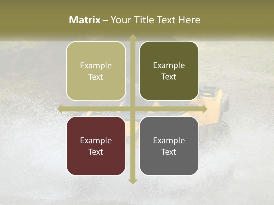 A Man Riding A Yellow Four - Wheeler Through Water PowerPoint Template