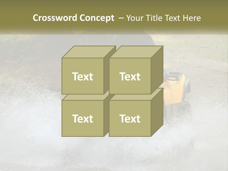 A Man Riding A Yellow Four - Wheeler Through Water PowerPoint Template