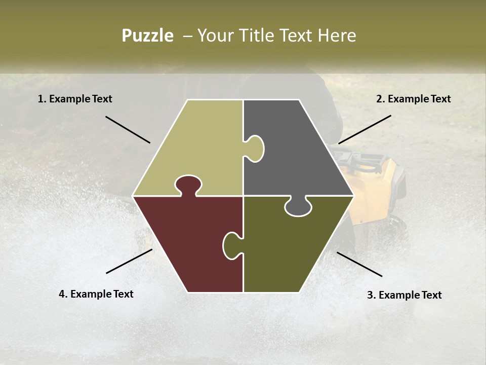 A Man Riding A Yellow Four - Wheeler Through Water PowerPoint Template