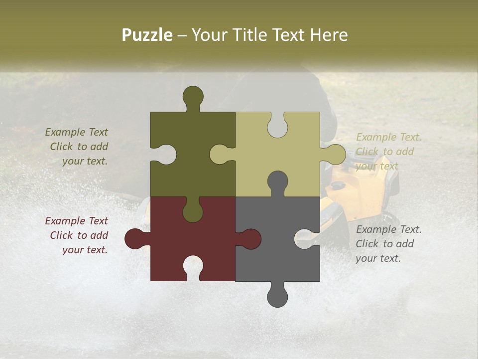 A Man Riding A Yellow Four - Wheeler Through Water PowerPoint Template
