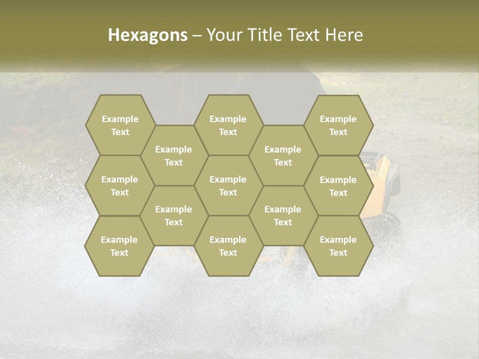 A Man Riding A Yellow Four - Wheeler Through Water PowerPoint Template