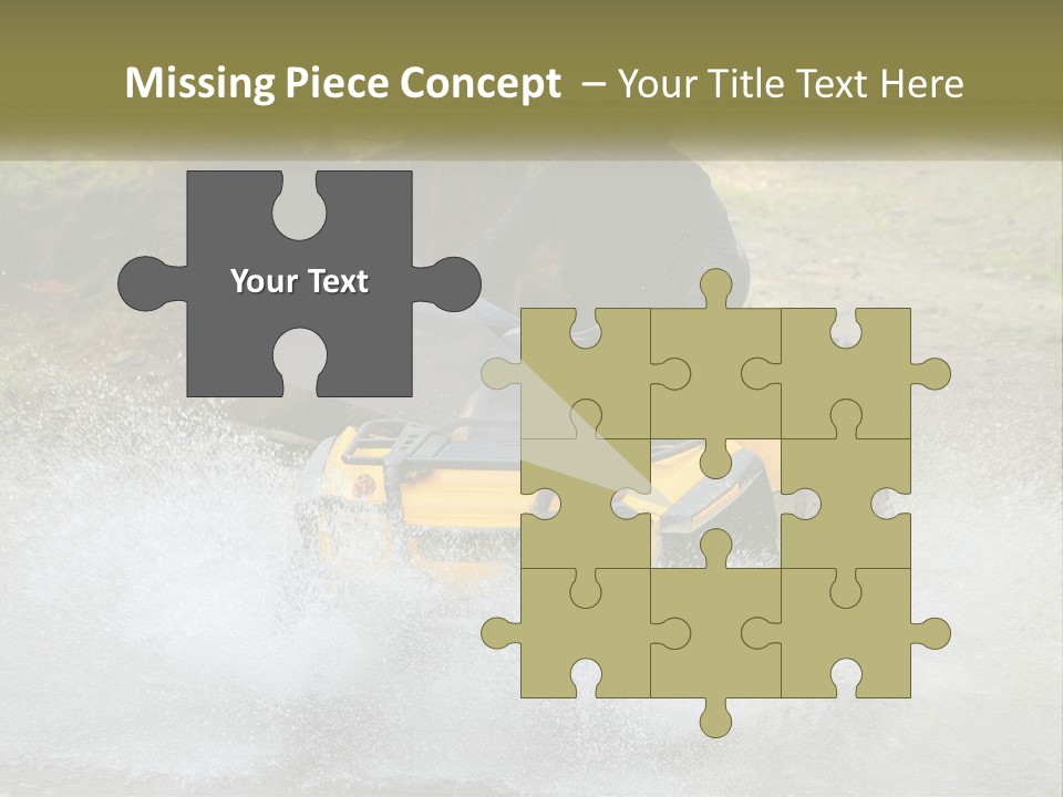 A Man Riding A Yellow Four - Wheeler Through Water PowerPoint Template