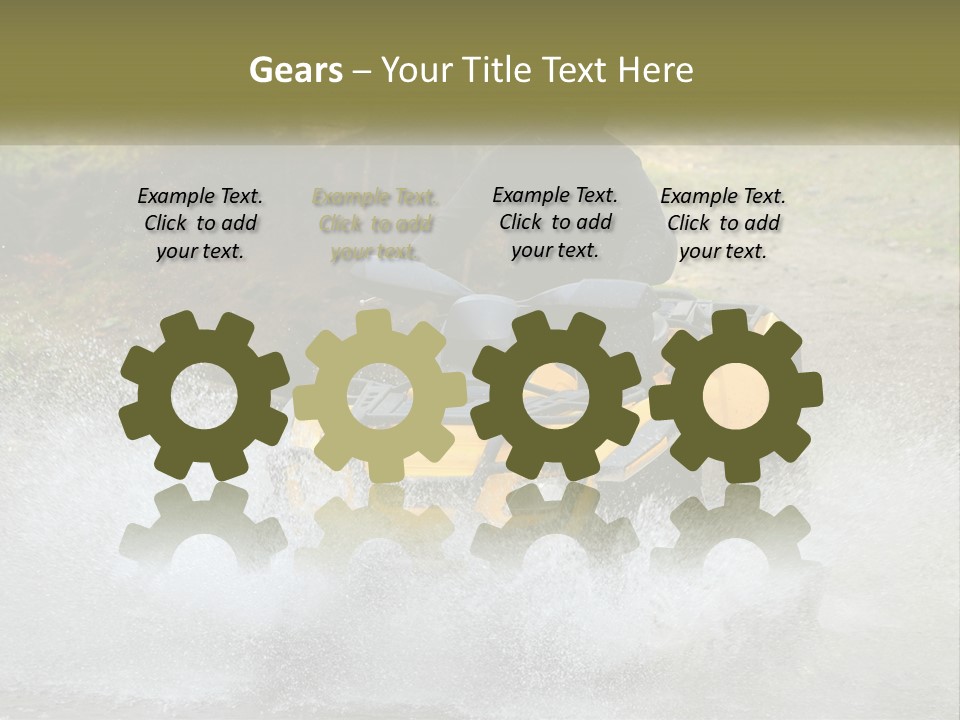 A Man Riding A Yellow Four - Wheeler Through Water PowerPoint Template
