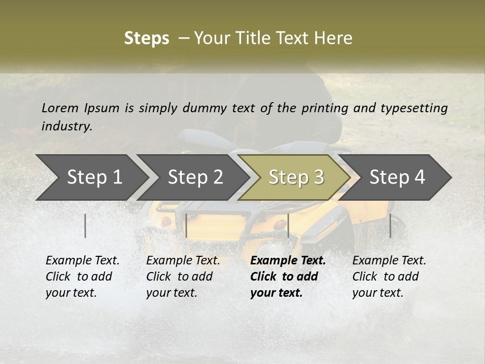 A Man Riding A Yellow Four - Wheeler Through Water PowerPoint Template