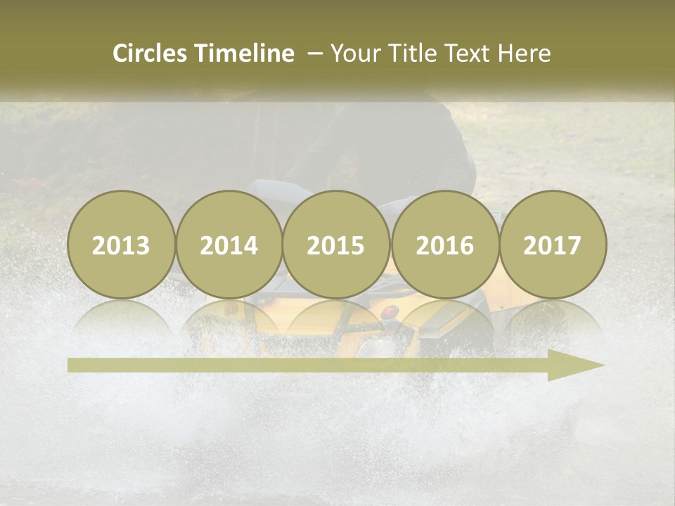 A Man Riding A Yellow Four - Wheeler Through Water PowerPoint Template