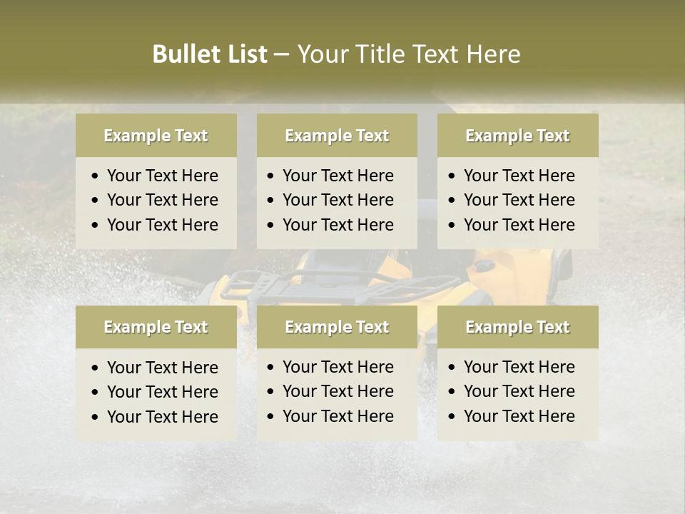 A Man Riding A Yellow Four - Wheeler Through Water PowerPoint Template