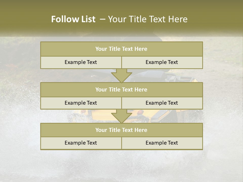 A Man Riding A Yellow Four - Wheeler Through Water PowerPoint Template