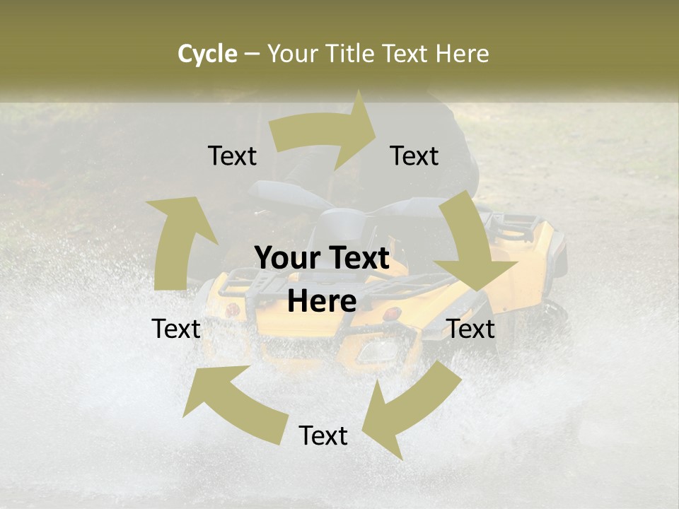 A Man Riding A Yellow Four - Wheeler Through Water PowerPoint Template