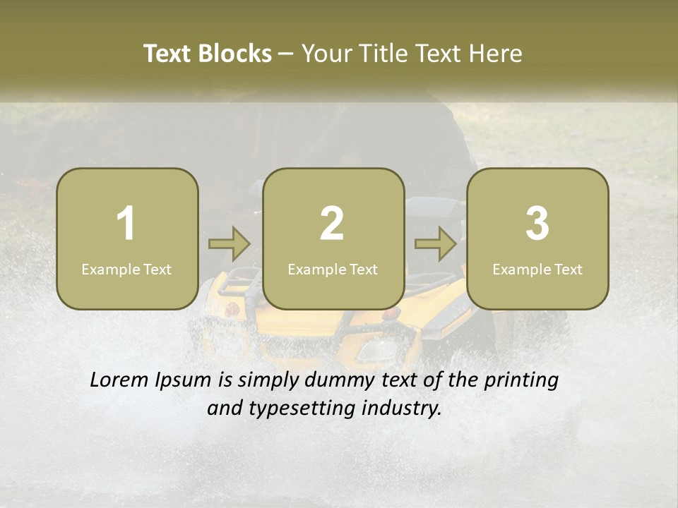 A Man Riding A Yellow Four - Wheeler Through Water PowerPoint Template