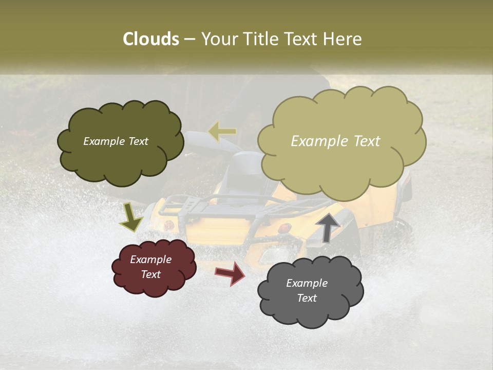 A Man Riding A Yellow Four - Wheeler Through Water PowerPoint Template
