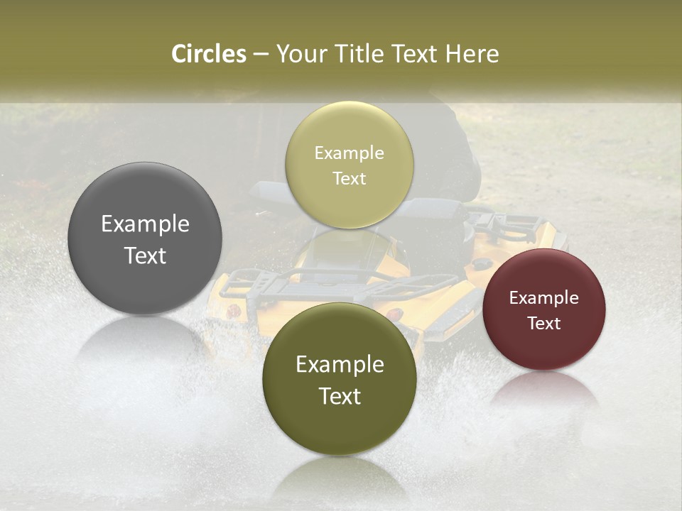 A Man Riding A Yellow Four - Wheeler Through Water PowerPoint Template