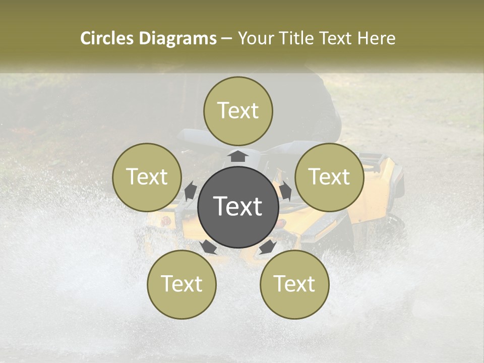 A Man Riding A Yellow Four - Wheeler Through Water PowerPoint Template