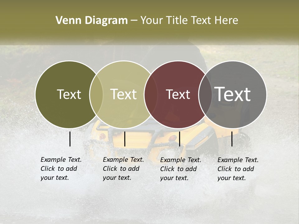 A Man Riding A Yellow Four - Wheeler Through Water PowerPoint Template