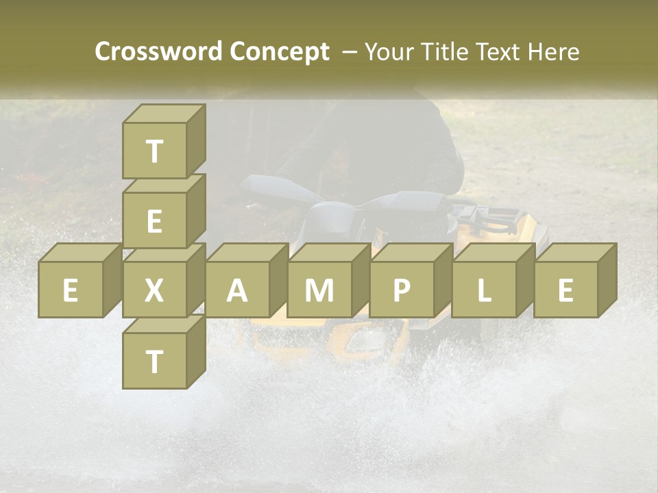 A Man Riding A Yellow Four - Wheeler Through Water PowerPoint Template