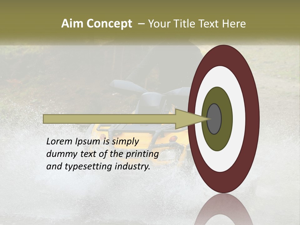 A Man Riding A Yellow Four - Wheeler Through Water PowerPoint Template