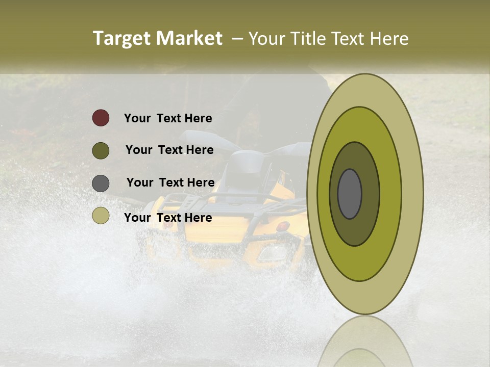 A Man Riding A Yellow Four - Wheeler Through Water PowerPoint Template