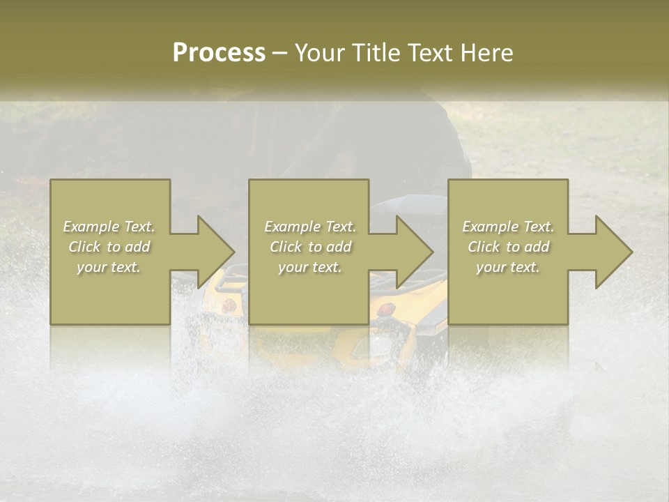 A Man Riding A Yellow Four - Wheeler Through Water PowerPoint Template