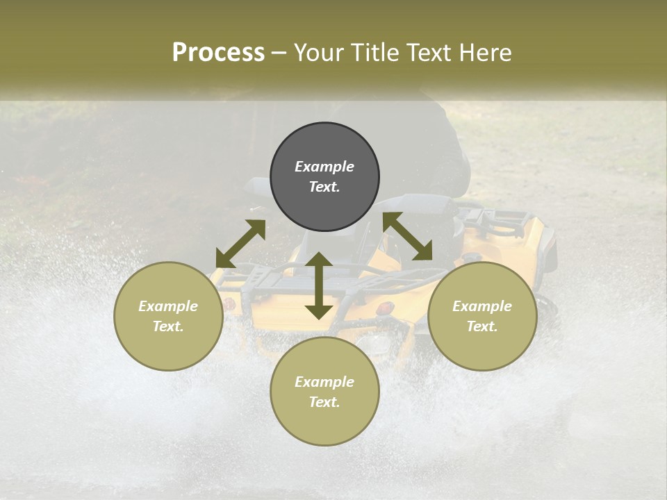 A Man Riding A Yellow Four - Wheeler Through Water PowerPoint Template