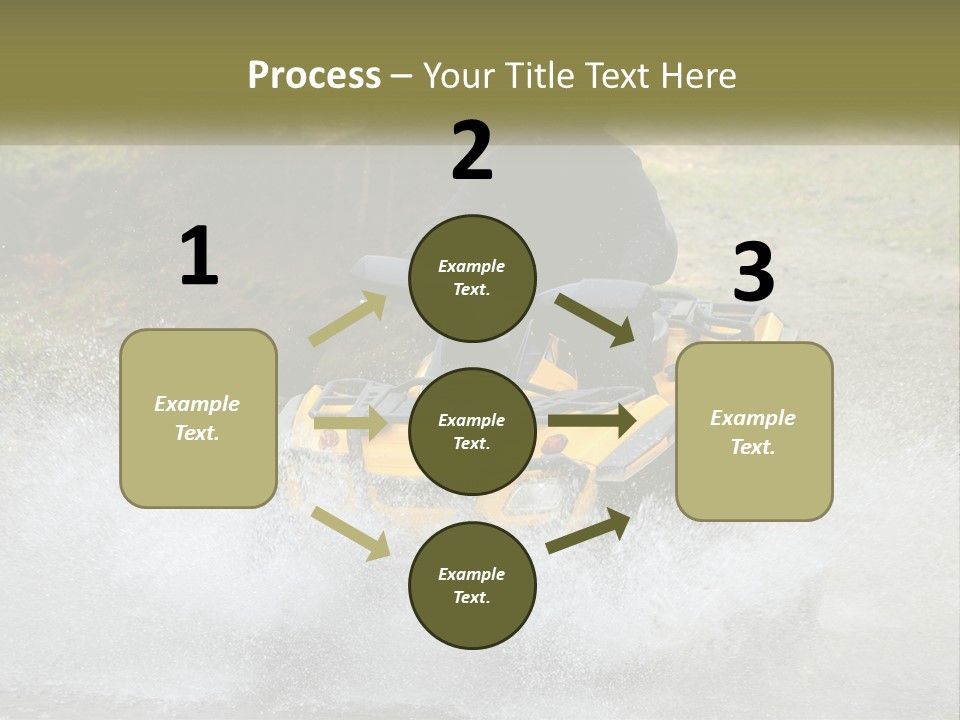 A Man Riding A Yellow Four - Wheeler Through Water PowerPoint Template