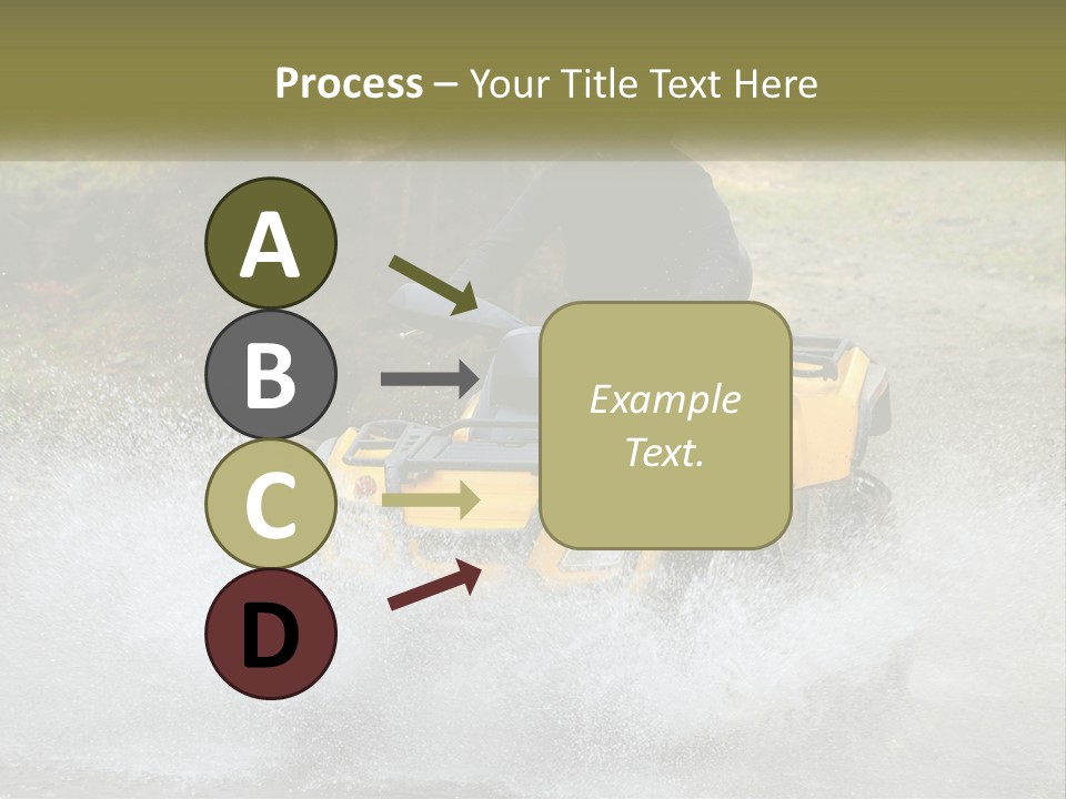 A Man Riding A Yellow Four - Wheeler Through Water PowerPoint Template