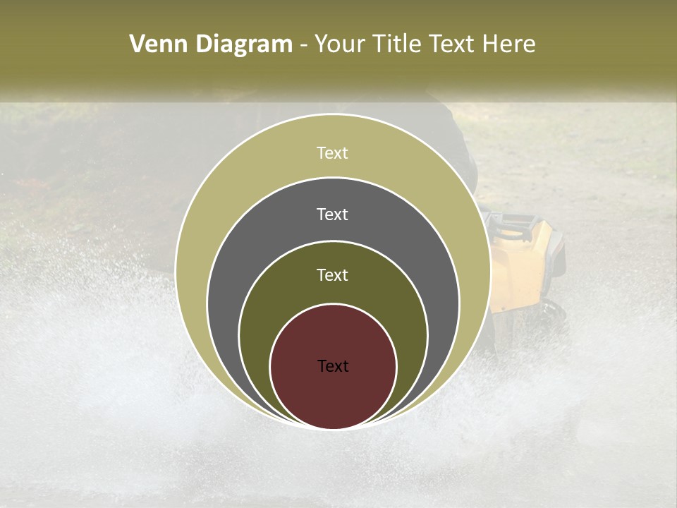 A Man Riding A Yellow Four - Wheeler Through Water PowerPoint Template