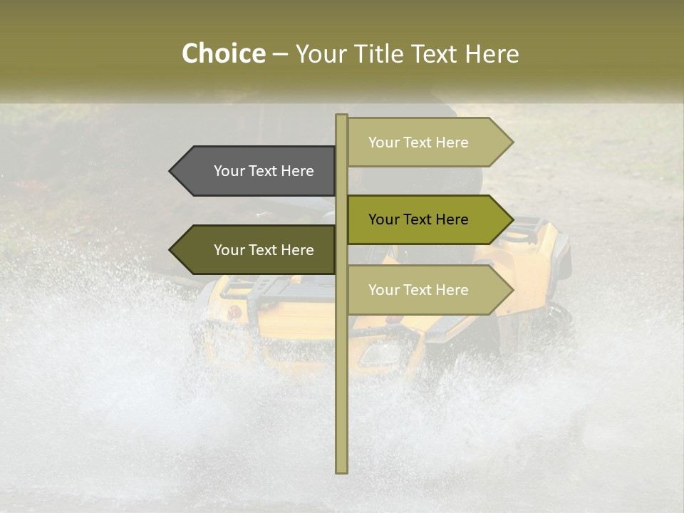 A Man Riding A Yellow Four - Wheeler Through Water PowerPoint Template