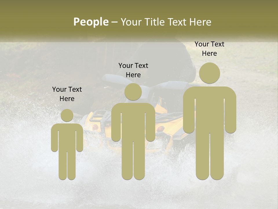 A Man Riding A Yellow Four - Wheeler Through Water PowerPoint Template