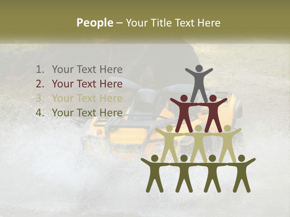 A Man Riding A Yellow Four - Wheeler Through Water PowerPoint Template
