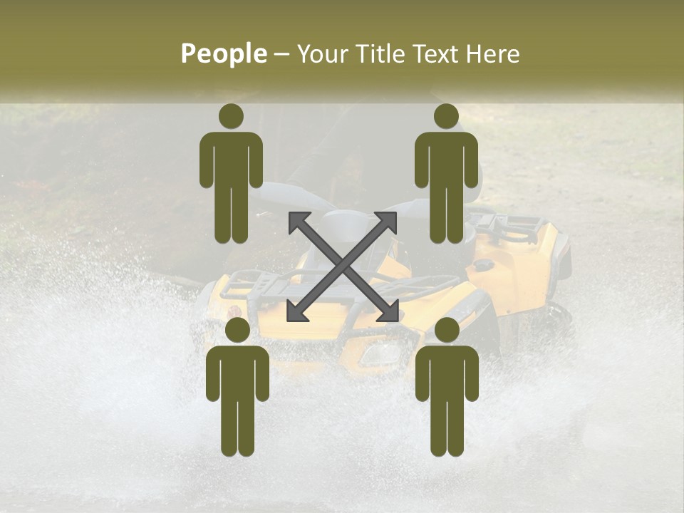 A Man Riding A Yellow Four - Wheeler Through Water PowerPoint Template