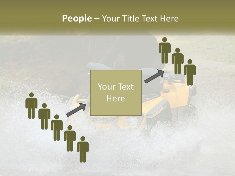 A Man Riding A Yellow Four - Wheeler Through Water PowerPoint Template