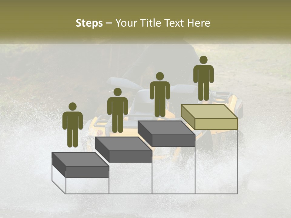 A Man Riding A Yellow Four - Wheeler Through Water PowerPoint Template