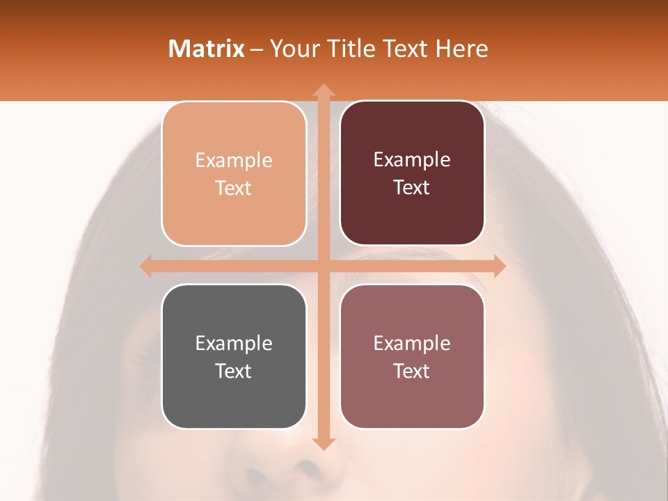 A Woman's Face With An Orange Banner Over Her Head PowerPoint Template
