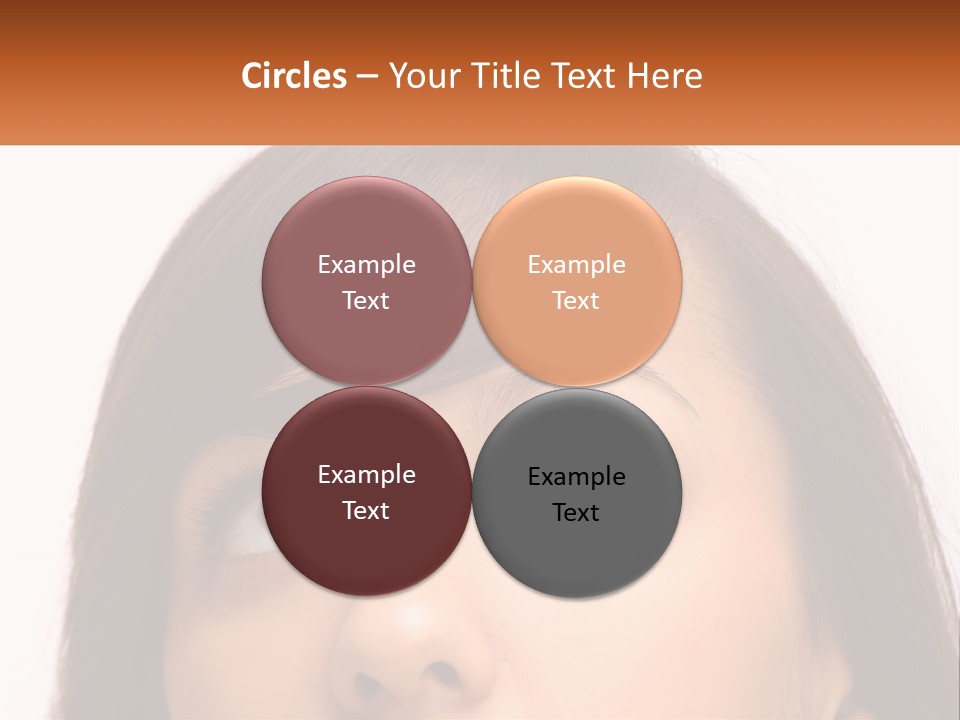 A Woman's Face With An Orange Banner Over Her Head PowerPoint Template