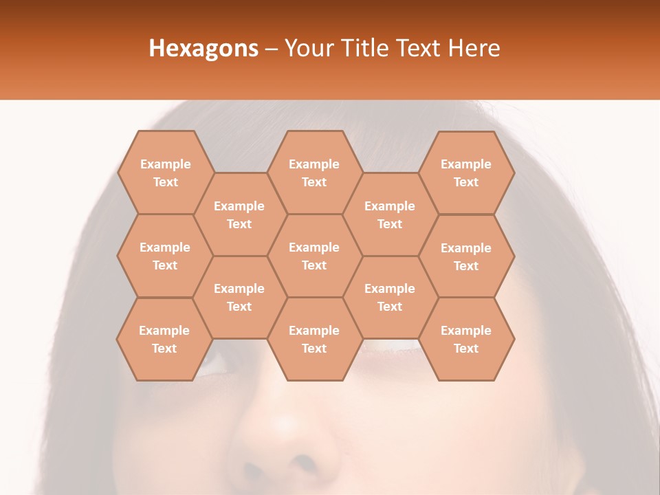 A Woman's Face With An Orange Banner Over Her Head PowerPoint Template