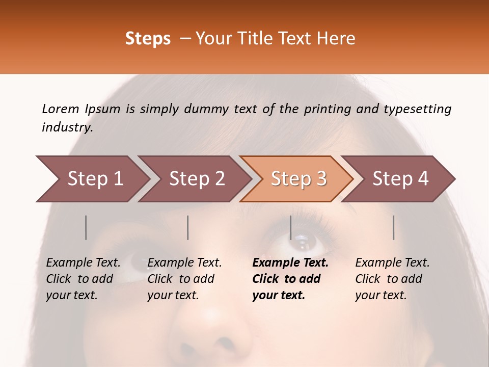 A Woman's Face With An Orange Banner Over Her Head PowerPoint Template