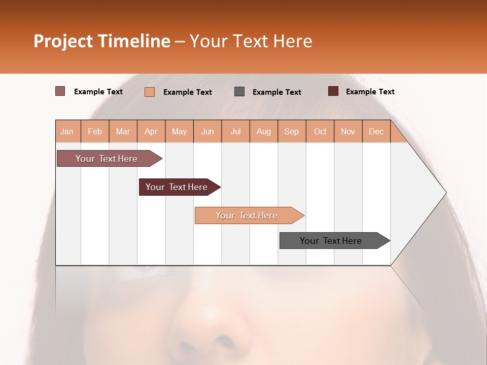A Woman's Face With An Orange Banner Over Her Head PowerPoint Template